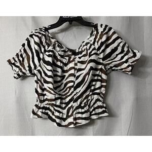 NWT J. Crew Womens Short Sleeve Elastic Neckline Top Blouse Shirt Size Medium